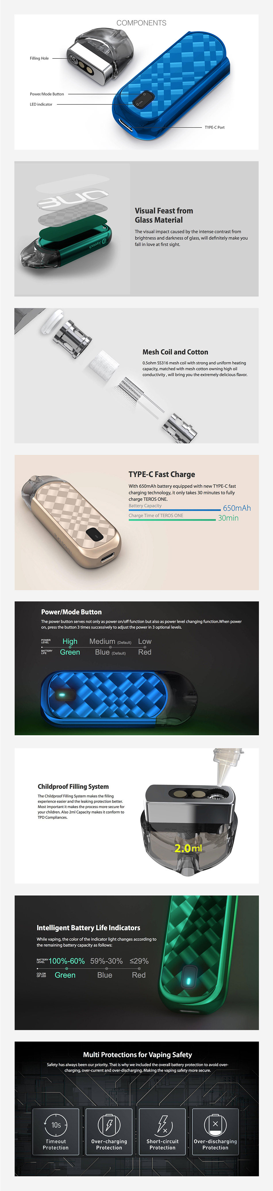 Joyetech Teros Един VW Pod Starter Kit 650mAh
